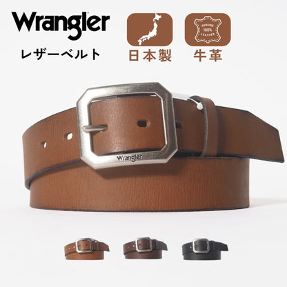 WRANGLER ラングラー レザーベルト 牛革 日本製 ロゴ ギャリソン (WR3536)