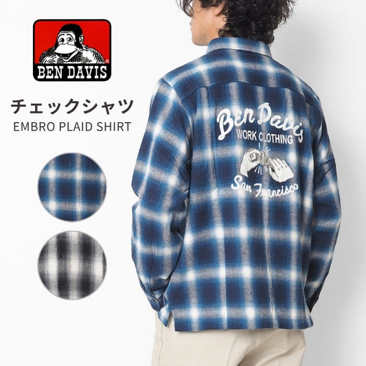 BEN DAVIS ベンデイビス チェックシャツ 長袖 オンブレ (1230-26780021)