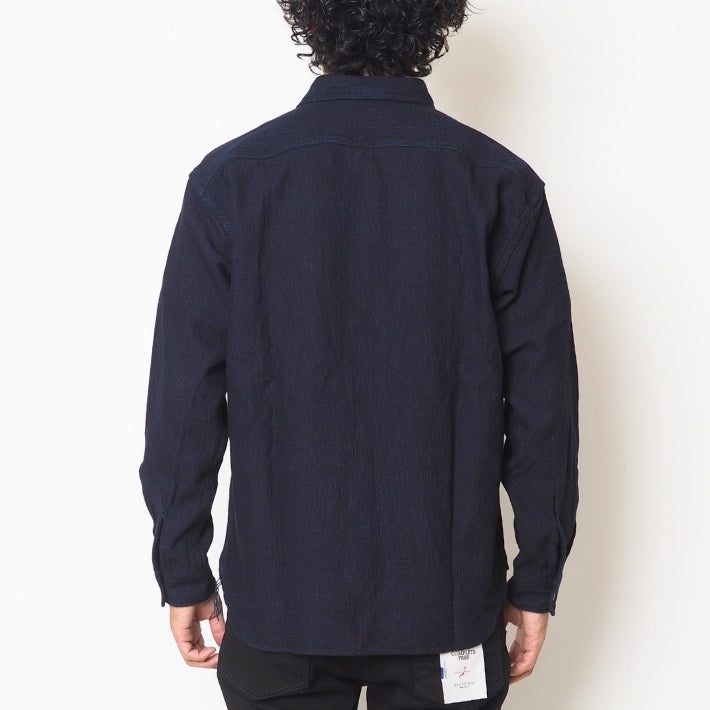 MOMOTARO JEANS 桃太郎ジーンズ ワークシャツ 長袖 刺子 日本製 綿100% (MMLS6018)