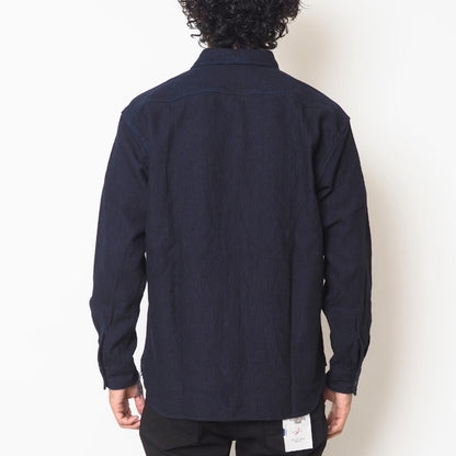 MOMOTARO JEANS 桃太郎ジーンズ ワークシャツ 長袖 刺子 日本製 綿100% (MMLS6018)