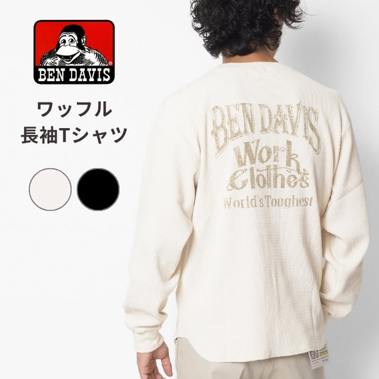 BEN DAVIS ベンデイビス ロンT 長袖  ワッフル サーマル プリント (1050-26780039)