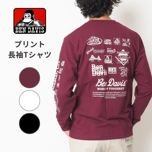 BEN DAVIS ベンデイビス ロンT 長袖  バックプリント マルチアイコン (1050-26780033)