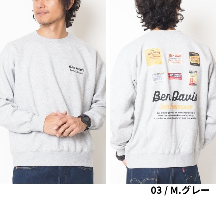 BEN DAVIS ベンデイビス トレーナー バックプリント ラベルロゴ (1050-26780055)