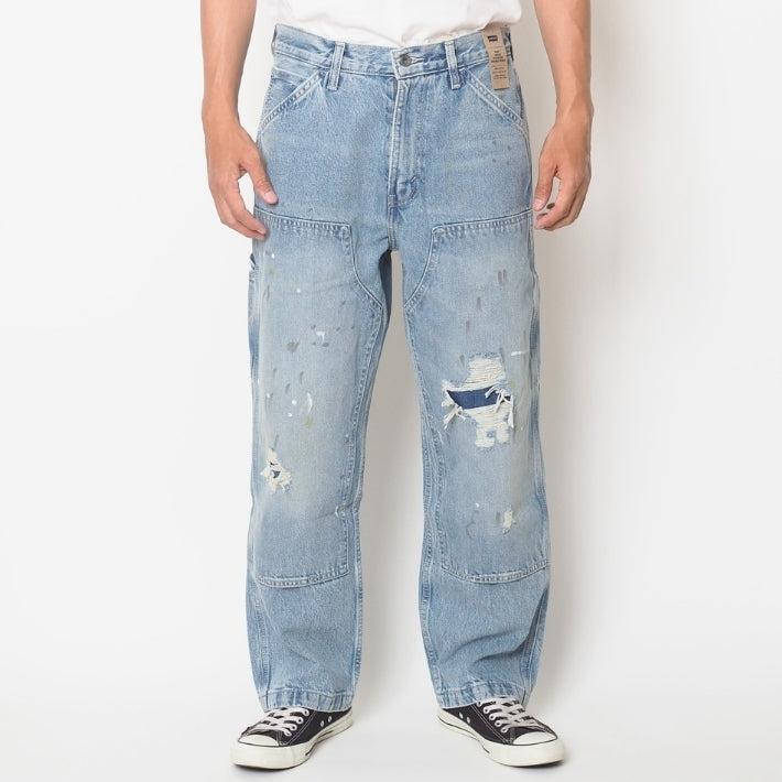 Levi's リーバイス 568 ルーズストレート ジーンズ ダブルニー ペンキ ダメージ (A73670020)