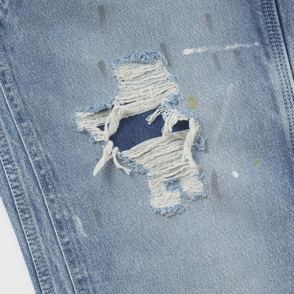 Levi's リーバイス 568 ルーズストレート ジーンズ ダブルニー ペンキ ダメージ (A73670020)