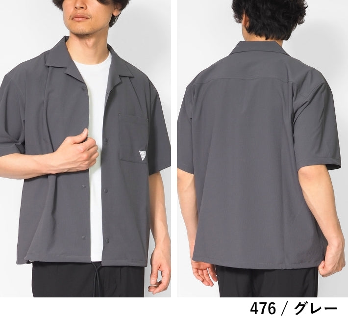 EDWIN エドウィン F.L.E オープンカラーシャツ 半袖 シアサッカー ストレッチ 接触冷感 撥水 (ES8119)