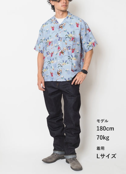 MOMOTARO JEANS 桃太郎ジーンズ アロハシャツ 開襟 総柄 日本製 (MMSS6005)