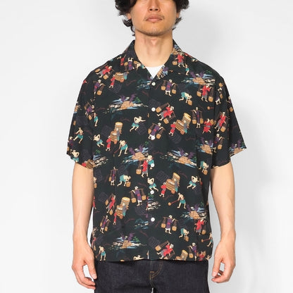 MOMOTARO JEANS 桃太郎ジーンズ アロハシャツ 開襟 総柄 日本製 (MMSS6005)