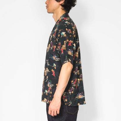 MOMOTARO JEANS 桃太郎ジーンズ アロハシャツ 開襟 総柄 日本製 (MMSS6005)