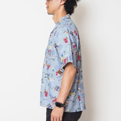 MOMOTARO JEANS 桃太郎ジーンズ アロハシャツ 開襟 総柄 日本製 (MMSS6005)