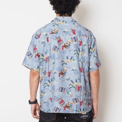 MOMOTARO JEANS 桃太郎ジーンズ アロハシャツ 開襟 総柄 日本製 (MMSS6005)