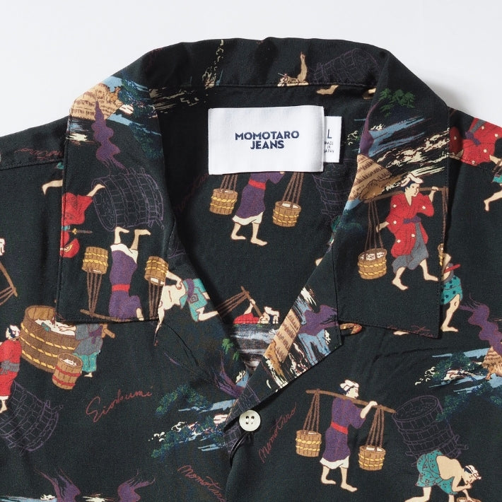 MOMOTARO JEANS 桃太郎ジーンズ アロハシャツ 開襟 総柄 日本製 (MMSS6005)