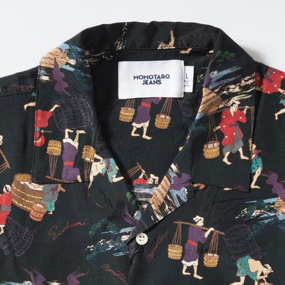 MOMOTARO JEANS 桃太郎ジーンズ アロハシャツ 開襟 総柄 日本製 (MMSS6005)