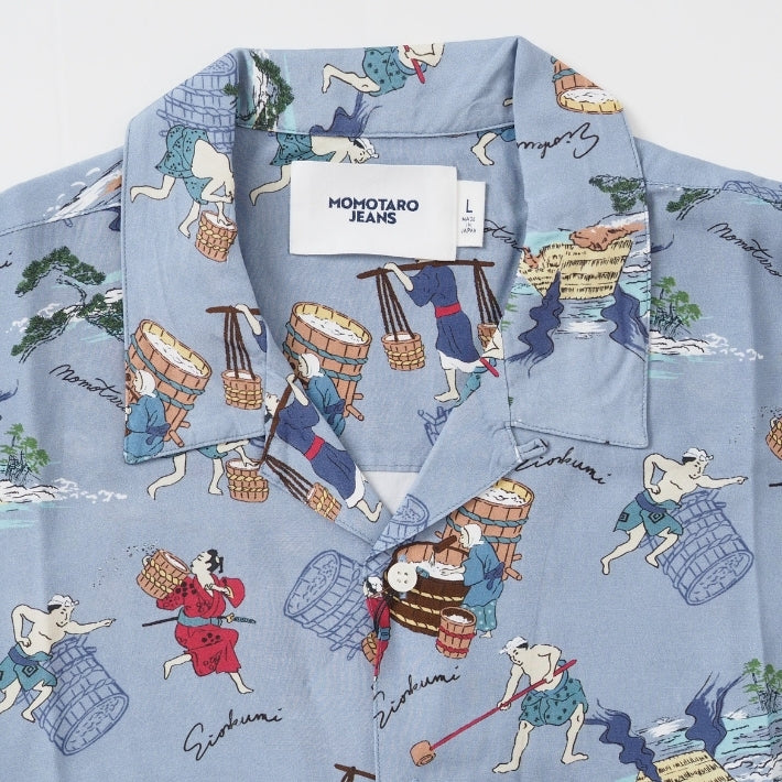 MOMOTARO JEANS 桃太郎ジーンズ アロハシャツ 開襟 総柄 日本製 (MMSS6005)