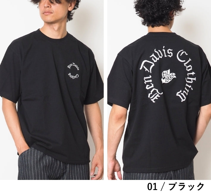 BEN DAVIS ベンデイビス Tシャツ 半袖 サークル オールドイングリッシュ ロゴ 刺繍 (C-26580040)