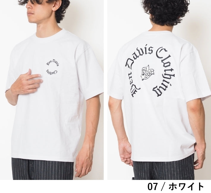 BEN DAVIS ベンデイビス Tシャツ 半袖 サークル オールドイングリッシュ ロゴ 刺繍 (C-26580040)