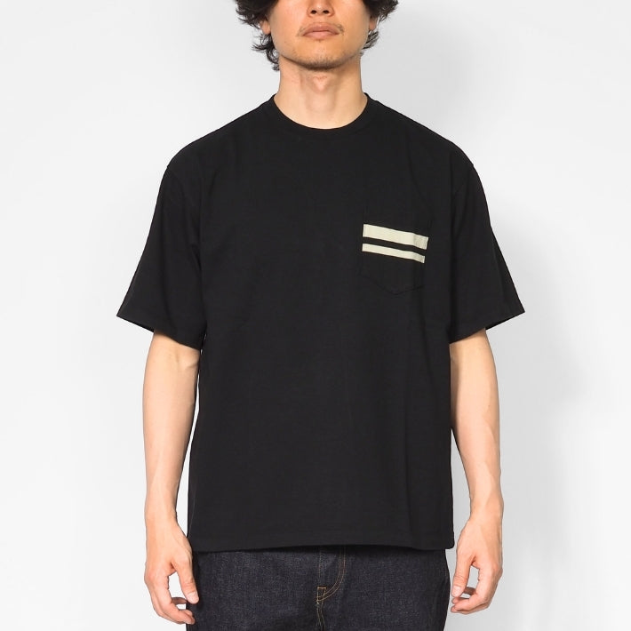 MOMOTARO JEANS 桃太郎ジーンズ Tシャツ 半袖 ポケット 二本線 日本製 (MXTS1041)