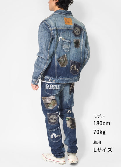 EVISU エヴィス デニムジャケット Gジャン マルチポケット 綿100% (2ESHTM6DJ1008)