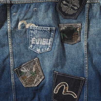 EVISU エヴィス デニムジャケット Gジャン マルチポケット 綿100% (2ESHTM6DJ1008)
