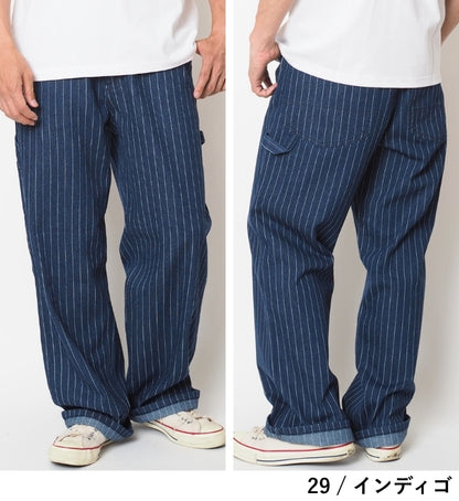 【セール24%OFF】ペインターパンツ メンズ デニム ストライプ ワイド ルーズ V-men (963445)