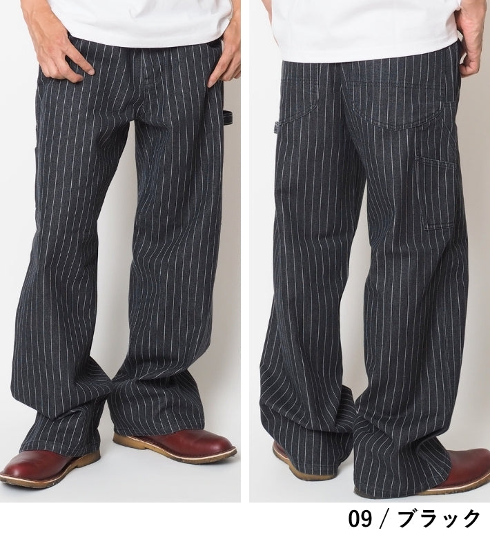 【セール24%OFF】ペインターパンツ メンズ デニム ストライプ ワイド ルーズ V-men (963445)