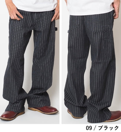 【セール24%OFF】ペインターパンツ メンズ デニム ストライプ ワイド ルーズ V-men (963445)