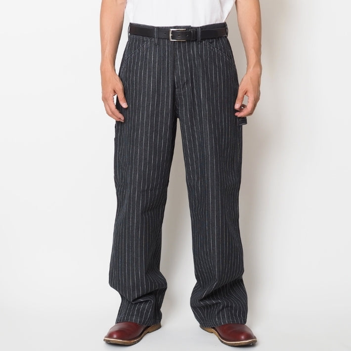 【セール24%OFF】ペインターパンツ メンズ デニム ストライプ ワイド ルーズ V-men (963445)