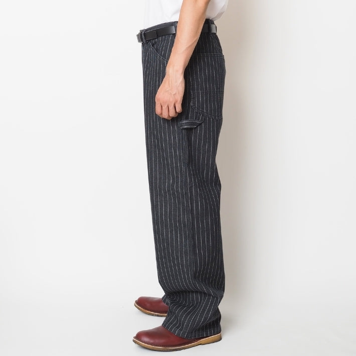 【セール24%OFF】ペインターパンツ メンズ デニム ストライプ ワイド ルーズ V-men (963445)