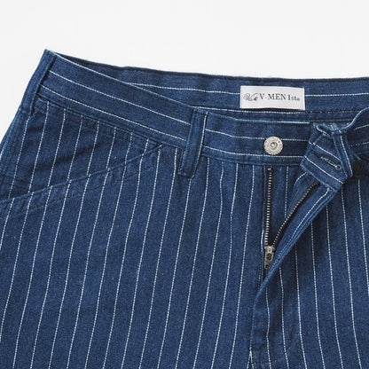 【セール24%OFF】ペインターパンツ メンズ デニム ストライプ ワイド ルーズ V-men (963445)