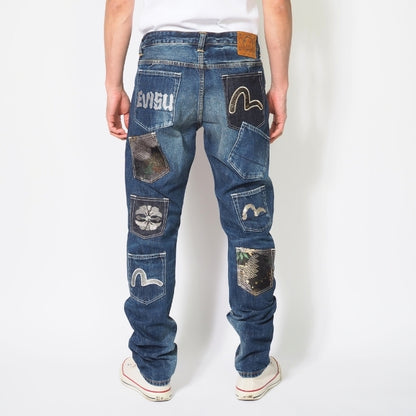 EVISU エヴィス デニムパンツ マルチポケット #2017 テーパード セルビッジ 綿100% (2ESHTM6JE1050)