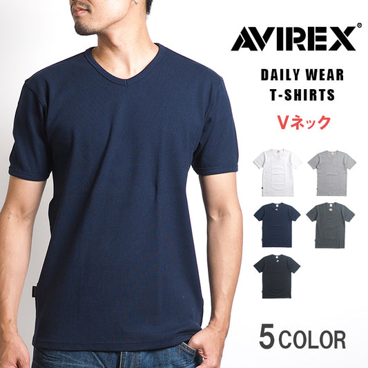 AVIREX アビレックス デイリー Tシャツ 半袖 Vネック リブ 無地 (783-5934005/783-4934008/6143501)