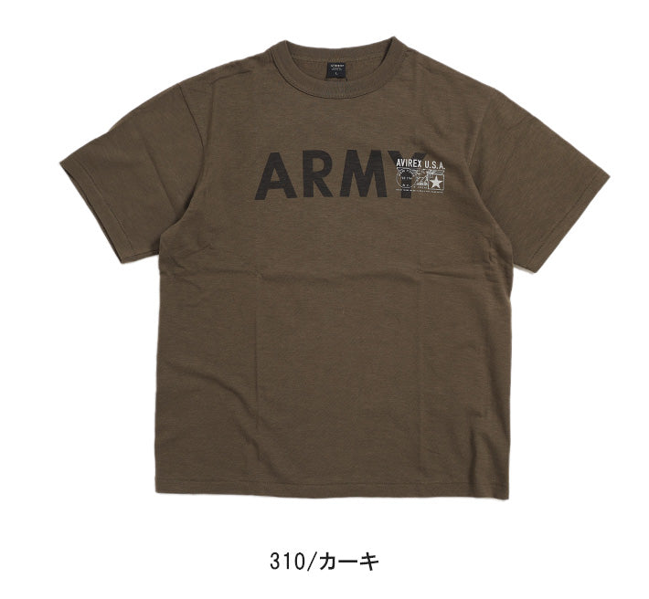 AVIREX アビレックス Tシャツ 半袖 スラブ ARMYプリント (783-3134098) 半袖Tシャツ メンズ カジュアル アメカジ ミリタリー ブランド アヴィレックス