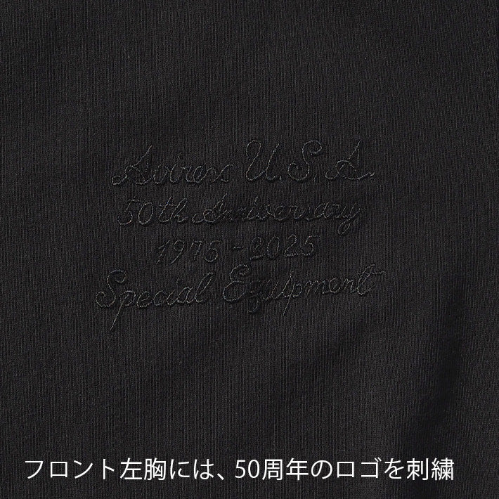 AVIREX アビレックス 50周年記念 Tシャツ 半袖 レザー アップリケ 本革 (783-5134013)
