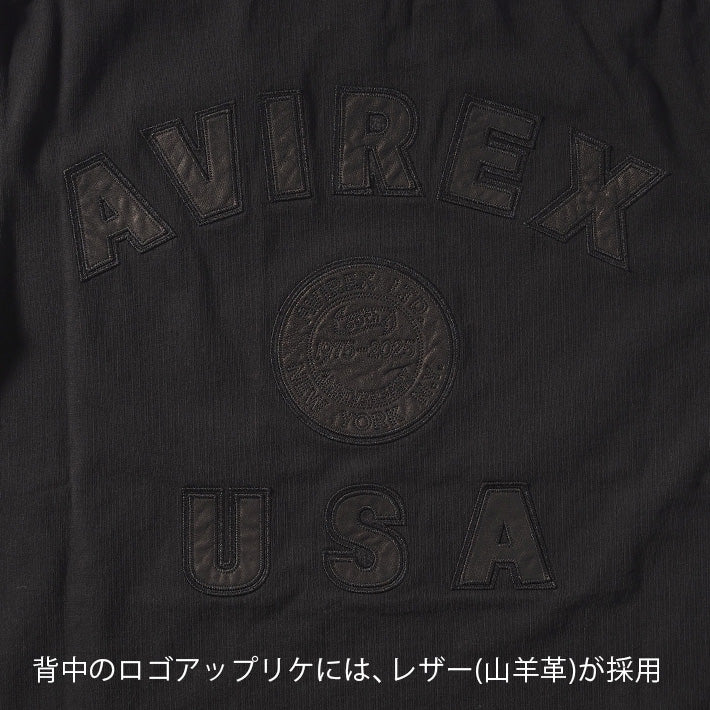 AVIREX アビレックス 50周年記念 Tシャツ 半袖 レザー アップリケ 本革 (783-5134013)