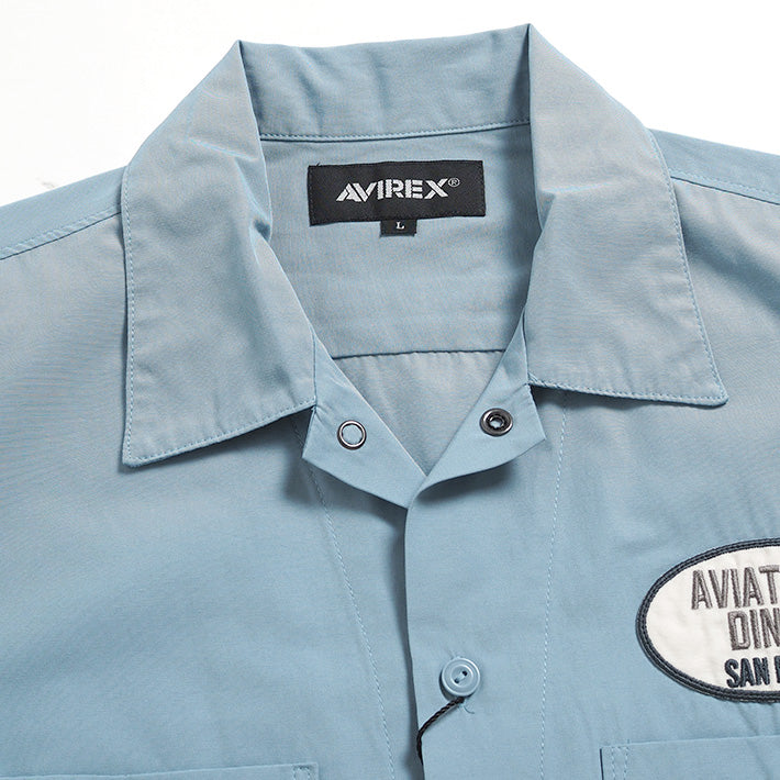 AVIREX アビレックス 半袖シャツ ワークシャツ オーバルワッペン (783-3123010) アヴィレックス カジュアルシャツ メンズ カジュアル アメカジ ミリタリー ブランド