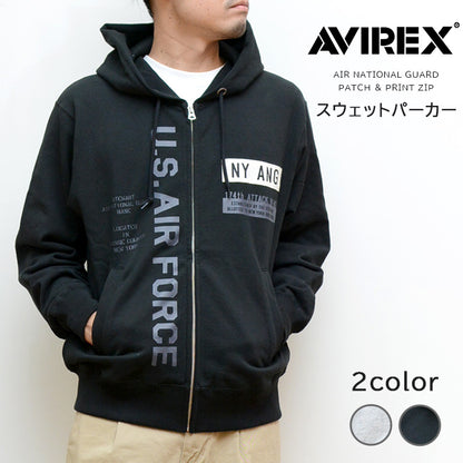 AVIREX アビレックス ZIPスウェットパーカー NY ANG 縦プリント s(783-3231010)