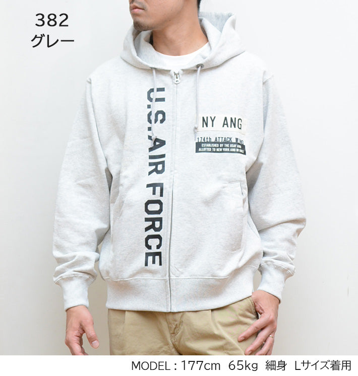 AVIREX アビレックス ZIPスウェットパーカー NY ANG 縦プリント s(783-3231010)