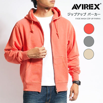 AVIREX アビレックス ZIPスウェットパーカー フェードウォッシュ 製品染め s(783-3931002)