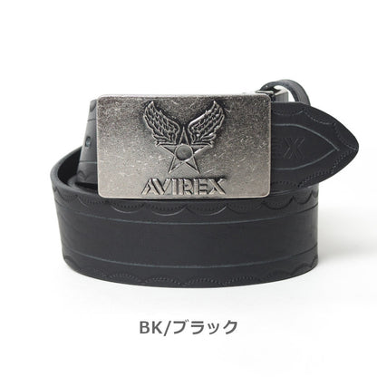 AVIREX アビレックス レザーベルト 牛革 日本製 ロゴバックル (AX4203)