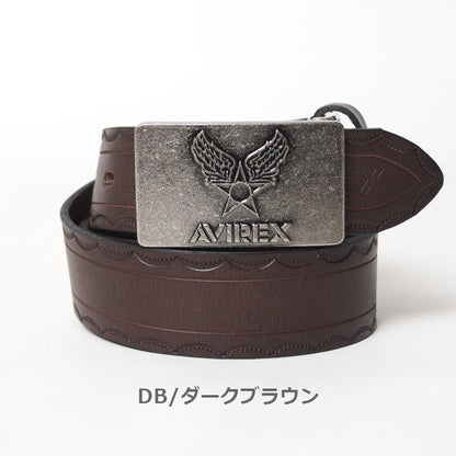 AVIREX アビレックス レザーベルト 牛革 日本製 ロゴバックル (AX4203)