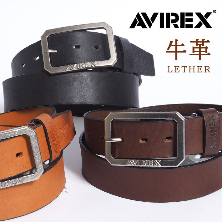AVIREX アビレックス レザーベルト 牛革 ベーシック 日本製  (AX4202)
