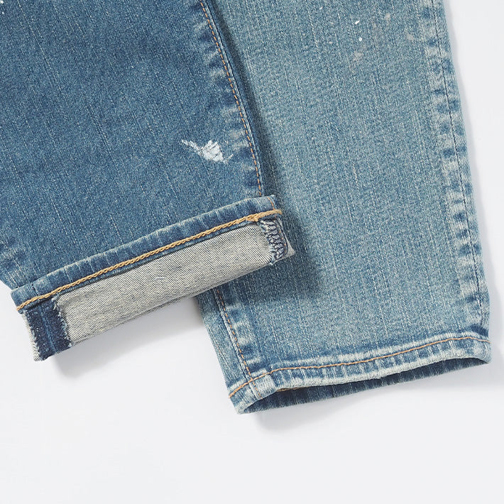 BIG JOHN ビッグジョン ジーンズ キャロットレッグ ダメージ リペア ストレッチ 細身 日本製 (MMM134J-446R)