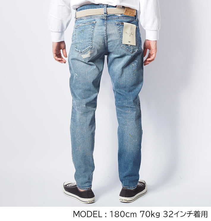 BIG JOHN ビッグジョン ジーンズ キャロットレッグ ダメージ リペア ストレッチ 細身 日本製 (MMM134J-446R)