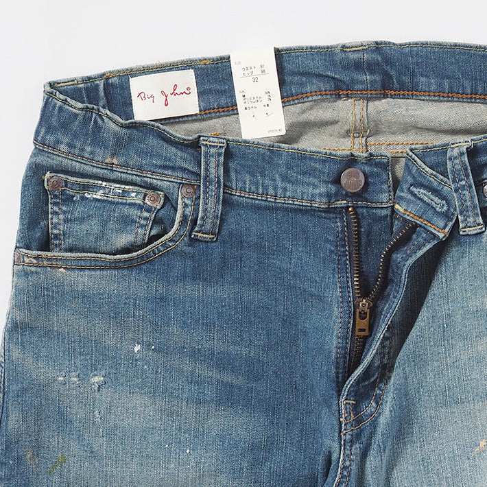 BIG JOHN ビッグジョン ジーンズ キャロットレッグ ダメージ リペア ストレッチ 細身 日本製 (MMM134J-446R)