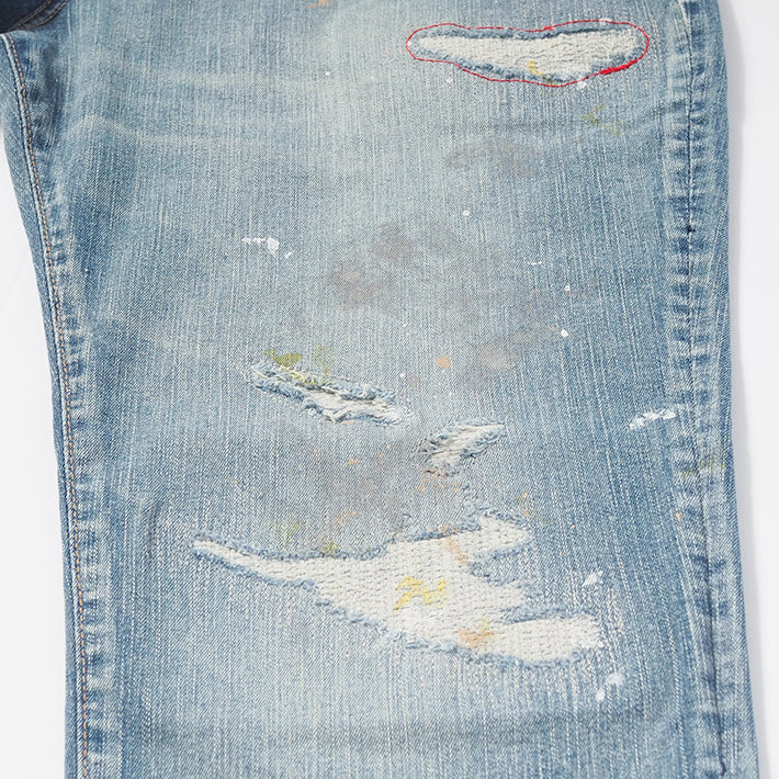 BIG JOHN ビッグジョン ジーンズ キャロットレッグ ダメージ リペア ストレッチ 細身 日本製 (MMM134J-446R)