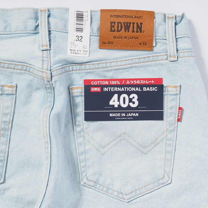 EDWIN エドウィン 403 ふつうのストレート ジーンズ デニムパンツ 綿100% 日本製 ブリーチ (E403-79)