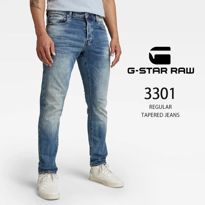G-STAR ジースター ジーンズ 3301 ストレートテーパード ウォッシュ 色落ち (51003-C052-A802)