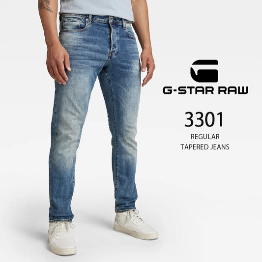 G-STAR ジースター ジーンズ 3301 ストレートテーパード ウォッシュ 色落ち (51003-C052-A802)