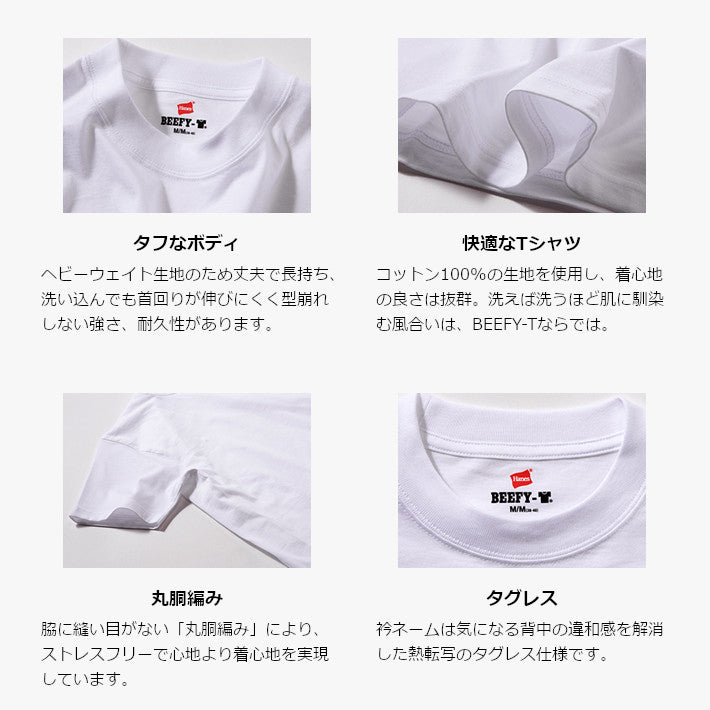 HANES ヘインズ ビーフィー Tシャツ 半袖 無地 厚手 (H5180)