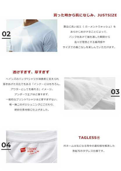 HANES ヘインズ 2パックTシャツ 半袖 2枚組 ジャパンフィット (H5310 H5320)